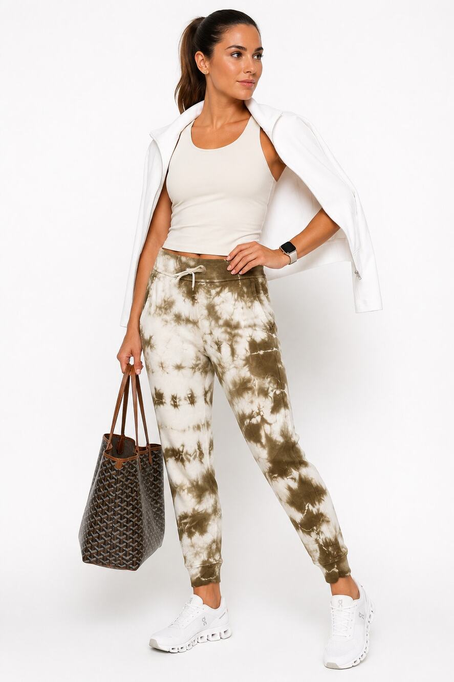 Lululemon Warm Down Jogger Earth Dye Sand Brown Cream Tie Dye Pants Size 4